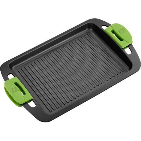 BRA Prior bistecchiera con scanalature, 40 cm, in alluminio pressofuso, con rivestimento antiaderente Teflon Classic (1/3)