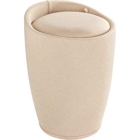 WENKO Hocker Candy Beige Leinenoptik, Badhocker, mit abnehmbarem Wäschesack"-"14200145