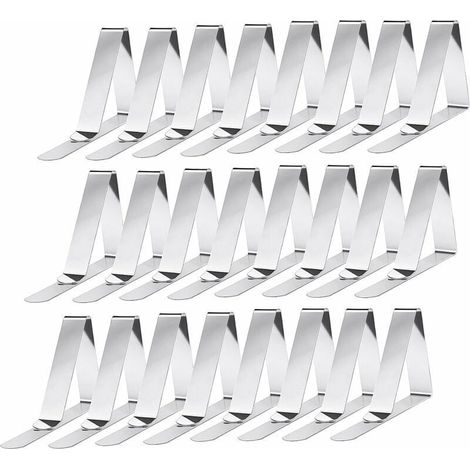 Juego de 24 pinzas para mantel de acero inoxidable - Resorte de mesa para una sujeción eficaz (1/5)