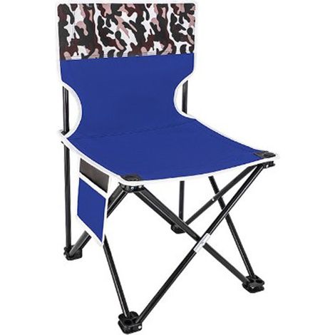 Chaise pliante d'extérieur en tissu Oxford, portable, petite taille, multifonctionnelle, idéale pour le camping, les pique-niques et la plage (camouflage bleu). (1/5)
