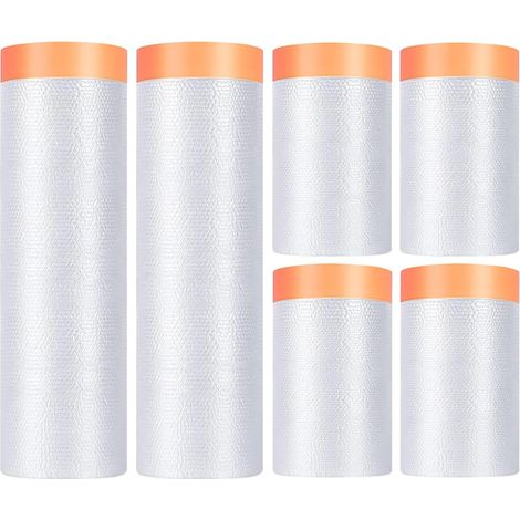 6 unidades de lona protectora de película de enmascaramiento de 120 m, cinta de enmascaramiento de pintura (4 unidades de 55 cm x 20 m + 2 unidades de 150 cm x 20 m) para proteger muebles.