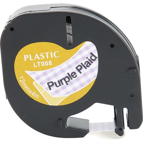 Ruban Étiqueteuse 12mm Dymo, Bande Adhésive Violet Tartan, Papier Thermique Autocollant Motif Plaid, Ruban Imprimante Étiquettes Mignon (1/5)