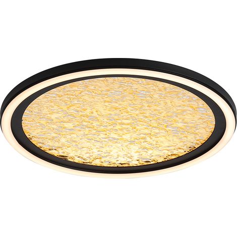 Plafonnier design Luna Ø 30cm noir avec or - 31908-300GO (1/4)