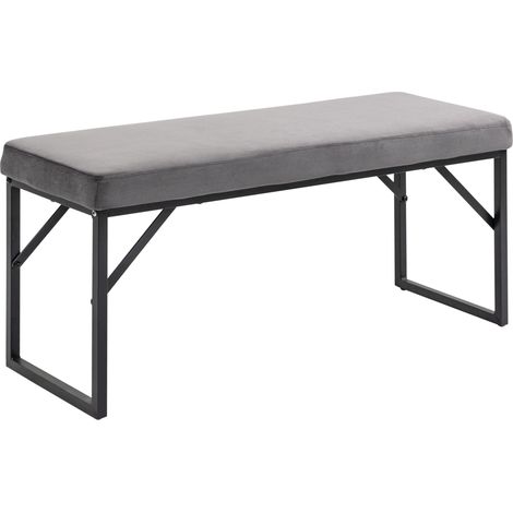 Panca imbottita effetto velluto grigio scuro 100 x 35 x 47 cm MODENUIT (1/5)
