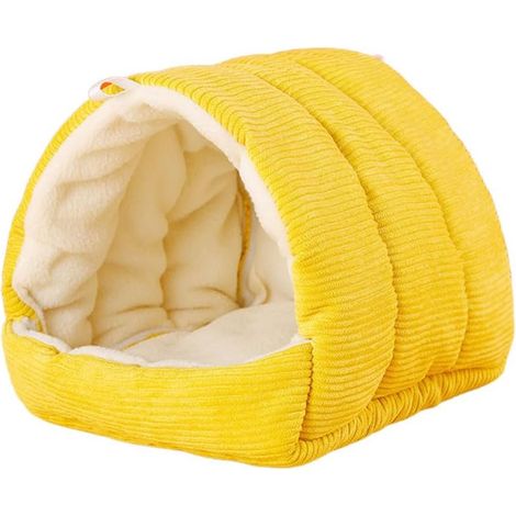 Nichoir suspendu ING Warm pour cage, hamac en peluche douce et cachette, nid douillet pour petits oiseaux comme les perruches et les calopsittes, jaune (1/5)