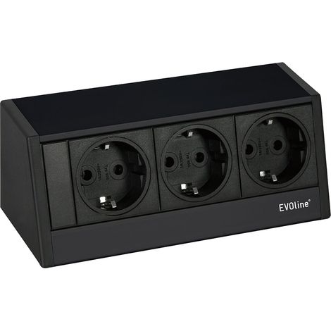 Evoline R-Dock Steckdosenelement 3xSchuko schwarz - Tischsteckdose, 3 Schukosteckdosen, schwarz, max. 3500W, 1 Stück (1/5)