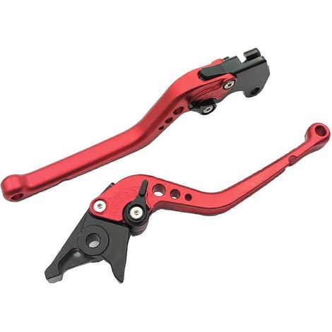 Convient pour la moto Suzuki BK400, poignée de frein, d'embrayage et de klaxon réglables en alliage d'aluminium, accessoires de chariot (tige longue rouge) (1/5)