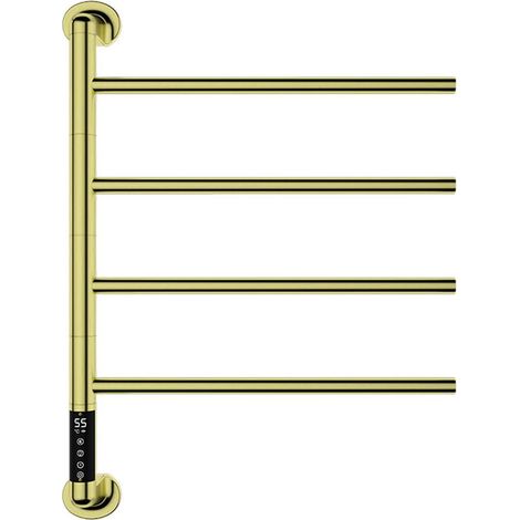Heated towel rail in brushed gold stainless steel, 180° rotating, wall-mounted for bathroom for luxurious comfort (1/5)