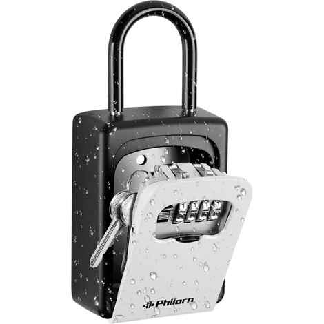 Boite a Clef avec Code Portable, Boite à Clé Sécurisée 4 Chiffres Code Réinitialisable - Résistant aux Intempéries - Suspendu ou Montage Murale Coffre à Clé, Stocker 6 Clés (1/5)