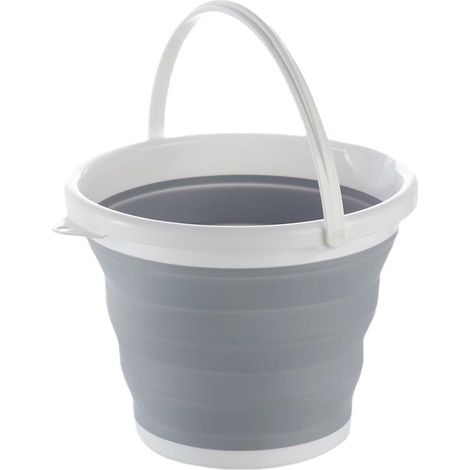 Seau Pliable 5 litres avec Couvercle  Sceau Retractable 5l en Silicone et Plastique pour Camping, pêche, Menage etc.