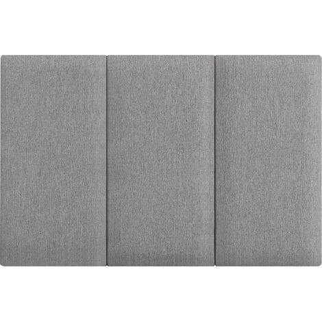 Set de 3 coussins muraux en tissu 60 x 30 cm gris clair (1/5)