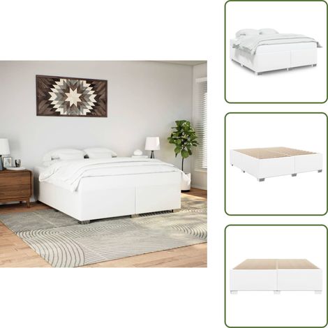 Bettgestell Weiß 200x200 cm Kunstleder - Bettes - Doppelbett - Boxspringbetten - Schlafzimmermöbel - Weißes Bett (1/5)