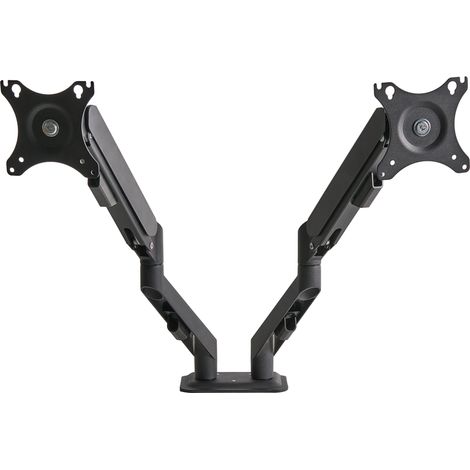 Brazo giratorio para monitor doble para 2 pantallas con fijación a escritorio y rotación de pantalla negro Marm
