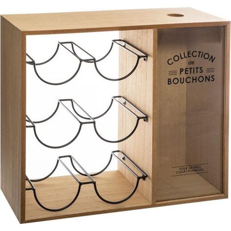 Porte bouteilles coloris Beige en bois / métal - Longueur 39,7 x Profondeur 15 x Hauteur 35 cm -PEGANE-