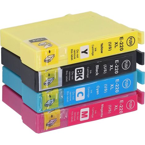 4 Cartouches d'Encre Compatibles Recharge Remplacement 4 Couleurs Noir Cyan Magenta Jaune pour Imprimante WorkForce WF 2630 2650 2660 2750 2760 (1/5)