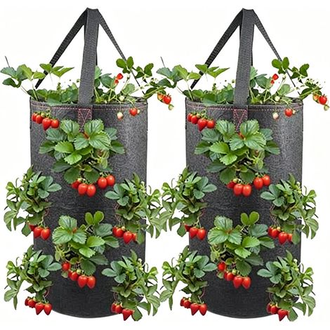 Lot de 2 sacs de plantation verticales pour fraises de 11 virgule 4 l (1/4)