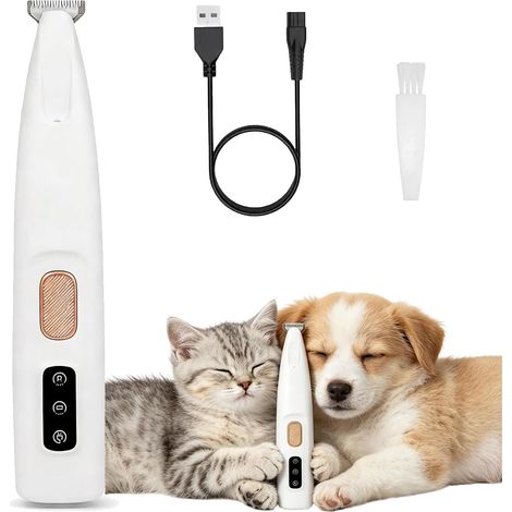 Tondeuse à pattes de chien améliorée avec lumière LED, rechargeable et étanche, lame de 18 mm de large, tondeuse à faible bruit pour pattes de chien/chat, yeux, oreilles, visage et croupe (1/5)