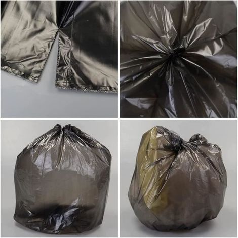 BASA Sac Poubelle Noir ultra résistant, Sacs en Plastique sans attache Recyclés, Sac poubelle ((50L,10 Paquet de 7 Sac A63 (1/4)