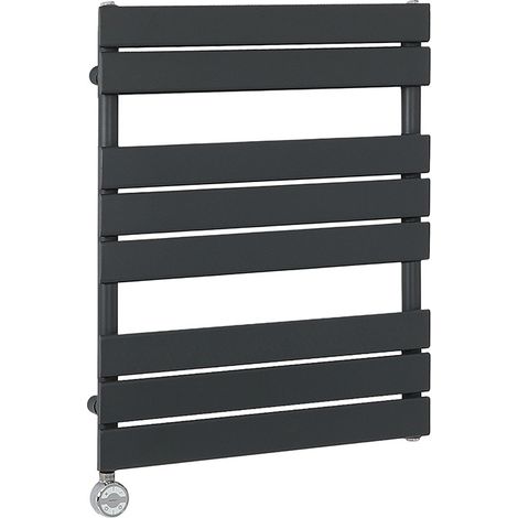 Milano Lustro Electric Anthracite Flat Panel Heated Towel Rail Radiator with Thermostatic Heating Element - 825mm x 600mm (1/4)