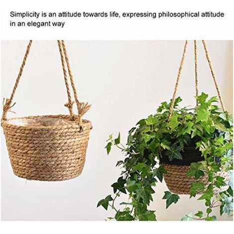 Pot de Fleurs Suspendu Corde Jute Pliable, Décoration Intérieur Extérieur Plantes Succulentes Macramé (1/5)