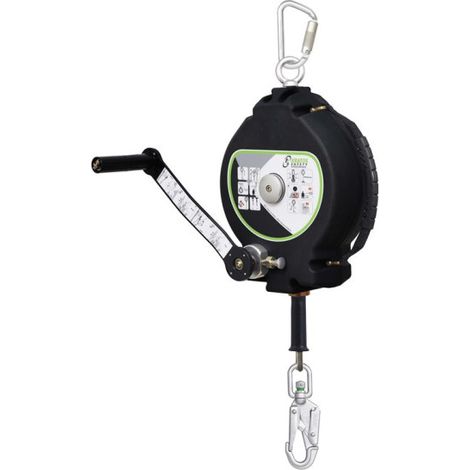 Anticaída retráctil de cable sintético 6mm con torno de rescate integrado y resistencia 15 kN LONY KRATOS SAFETY