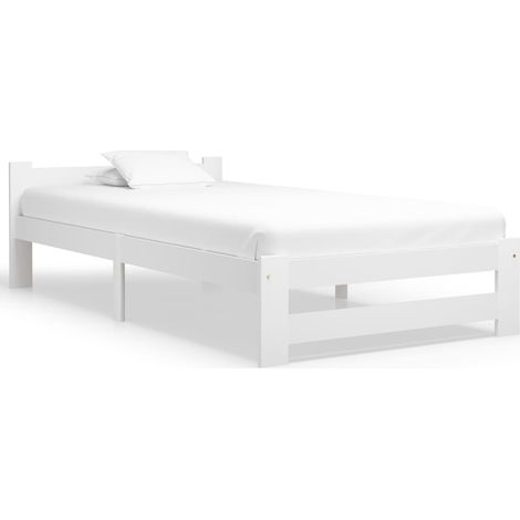 Cadre de lit Blanc Bois de pin massif 90x200 cm 13 (1/5)