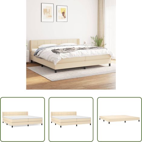 Matratze - Boxspringbett mit Matratze Creme 200x200 cm Stoff (1/5)