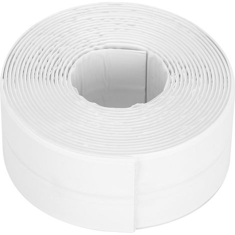 Bande adhésive blanche pour joints muraux, 38 mm, résistante à la moisissure et à l'eau, pour salle de bain et cuisine. (1/5)
