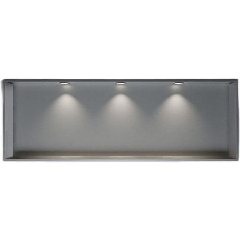 Wandnische Edelstahl Bernstein NT309010X mit LED-Spot 30x90x10 cm Edelstahl gebürstet 3x Spot Einbaurahmen Schwarz matt (1/5)