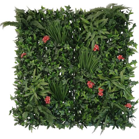SIEPE ARTIFICIALE RED TROPIC 100X100CM VERDE FISSA (1/5)