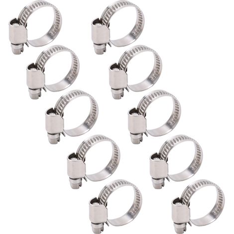 10 Pièces Colliers Serrage Inox 304 Style Allemand pour Tuyaux 14‑27mm (1/5)
