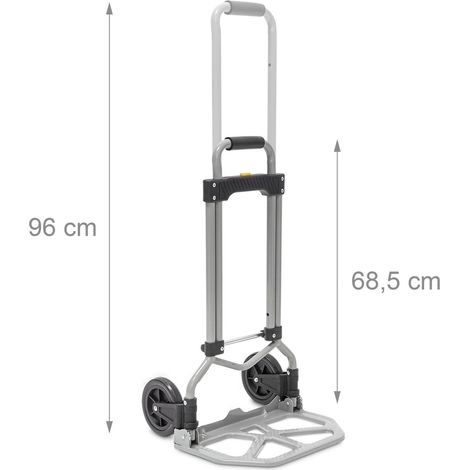 Carrello a mano pieghevole carrello di trasporto con ruote 60 x 40 x 10 cm comfort ergonomico design pulito in metallo nero 130003271