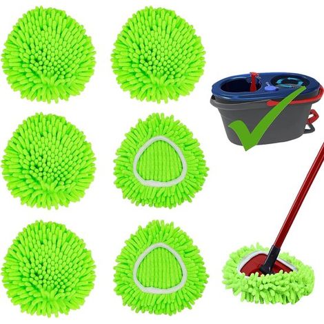 Set di 6 panni di ricambio per mocio adatti a O Cedar,panni in ciniglia in microfibra per moci rotanti Ocedar,ricambio per la testina del mocio (1/5)