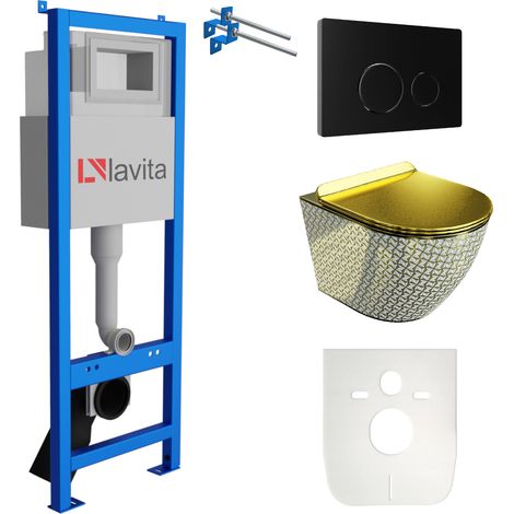 LAVITA WC Set mit Vorwandelement, Wand-WC und Spülknopf (1/5)