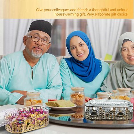 Boîte de rangement pour bonbons et friandises du Ramadan, bocal doré pour bonbons et friandises de l'Aïd (1/5)