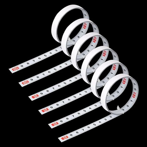 6 Pièces Mètre à Ruban en Acier au Carbone Metre Ruban Adhesif Ruban à Mesurer 0-100 cm Auto-Adhésif Métrique 50-0-50 cm Gauche à Droite Du Milieu aux Côtés pour Etablis et Machines (1/5)