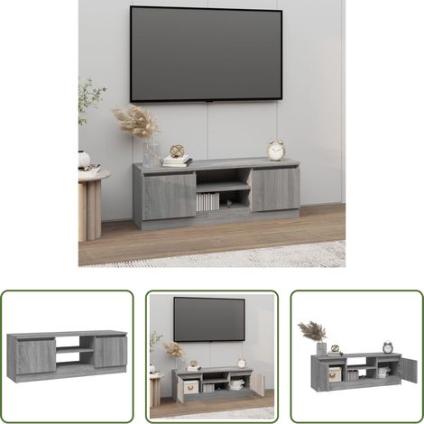 vidaXL Meuble tv avec porte - Meuble TV avec porte Sonoma gris 102x30x36 cm (1/5)