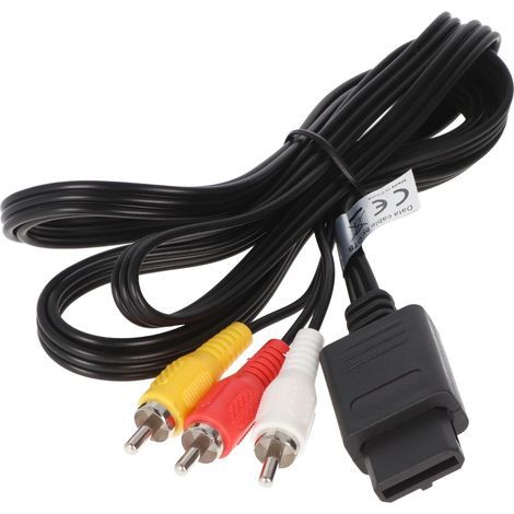 - Video Cable - Game Console - Compatible with SNES, N64, and Gamecube - Audio/Video Connection - For Nintendo Super Famicom - Black (1/4)