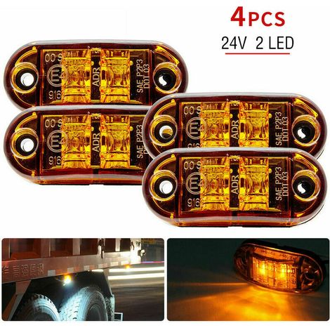 Luci di posizione laterali a LED arancioni, 4 unità – impermeabili IP65, 12/24 V, dimensioni 72 x 34 x 20 mm – Per camion, rimorchi, caravan, auto e barche (1/4)