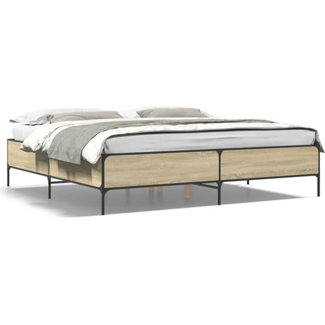 Maison Exclusive - Bettgestell Sonoma-Eiche 200x200 cm Holzwerkst (1/5)