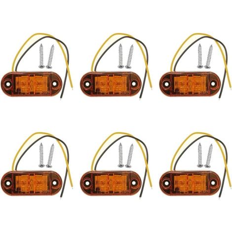 6 x feux de position latéraux à LED orange 12V 24V, feux de position avant, feux de position latéraux, feux de position latéraux à LED pour voiture, remorque, camping-car, caravane, moto, moteur, etc (1/5)