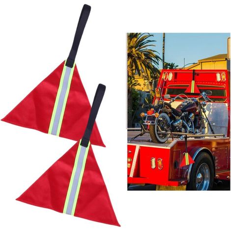 Set mit 4 roten, reflektierenden Sicherheitsfahnen, wasserdicht und gut sichtbar, für Anhänger, LKWs und Motorräder. (1/5)
