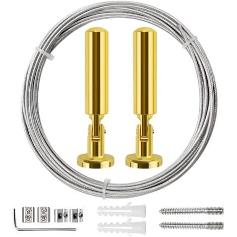 5m Tringle à rideaux Kit, Câble en Acier pour Rideau, pour  Rideau, corde à linge de balcon,Or