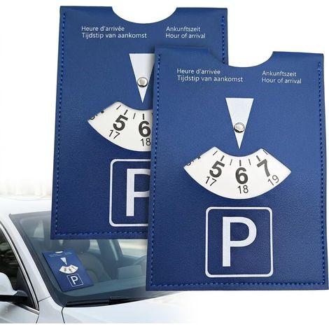 Set of 2 Blue PU Parking Discs, Adjustable Dial, 11 x 15 cm (1/5)
