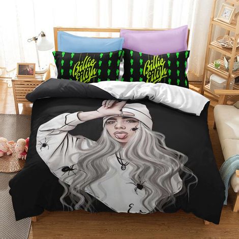 KLVGTIFS PU - Billie Eilish Ensemble de literie pour Enfants Linge de lit en Microfibre 140x 200 cm 2 taie d'oreiller (65 x 65 cm)-Style G5 (1/5)