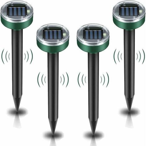 Répulsif solaire contre les taupes, 4 pièces répulsif à ultrasons contre les nuisibles - Lutte contre les taupes avec IP65 imperméable à leau, répulsif pour les taupes de jardin Mole (1/4)
