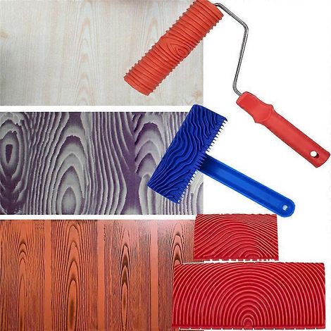 Outils pour peinture à l'aspect bois, ensemble de 4 rouleaux à effet bois. (1/5)