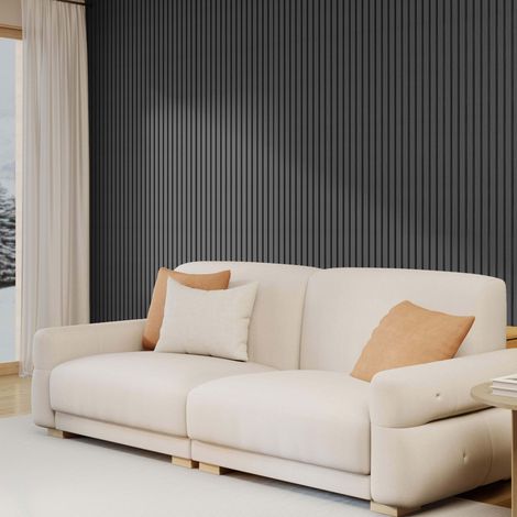 2Pcs Decorative Acoustic Slat Wall Panels And Light Grey Oak MDF 1200x600mm