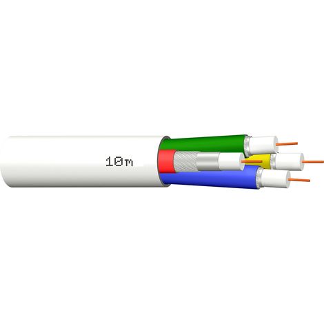 Câble coaxial Quattro Ø 6.8mm 90dB 100m TV 4k Full HD – Double blindage – Protection incendie Eca – Sat/BK (1/2)