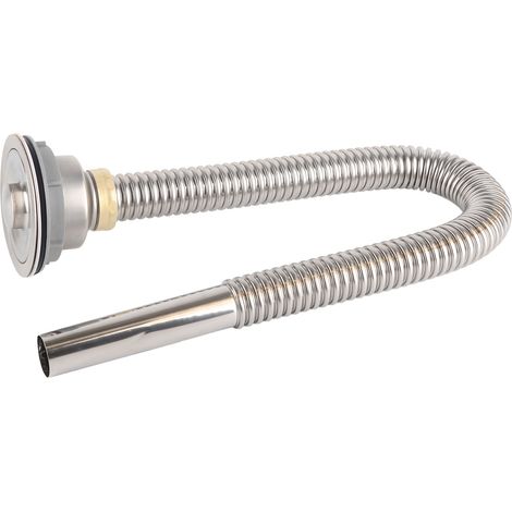 Tuyau d'évacuation d'évier de cuisine en acier inoxydable pour le lavage des légumes, avec couvercle décoratif et anneau désodorisant. Accessoires de vidange pour un seul bac, avec cache décoratif et